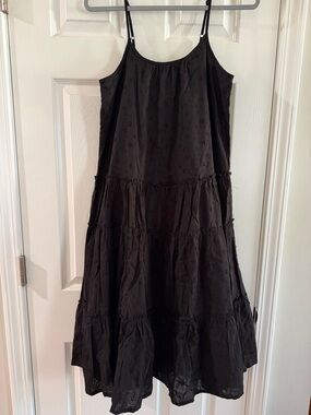Black Eyelet Tiered Spaghetti Strap Dress